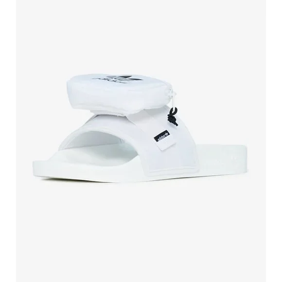 Adidas Pouchylette Slides Shoes White Black Womens Size 8 Rubber Jimmy Jazz New - Picture 10 of 11